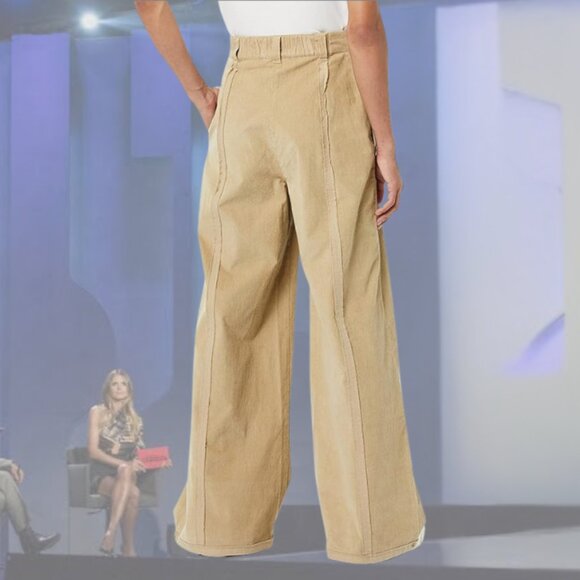 NWT - MAKING THE CUT - Deconstructed Wide Leg Pants - Stone/Khaki - M  |  L - Picture 3 of 8